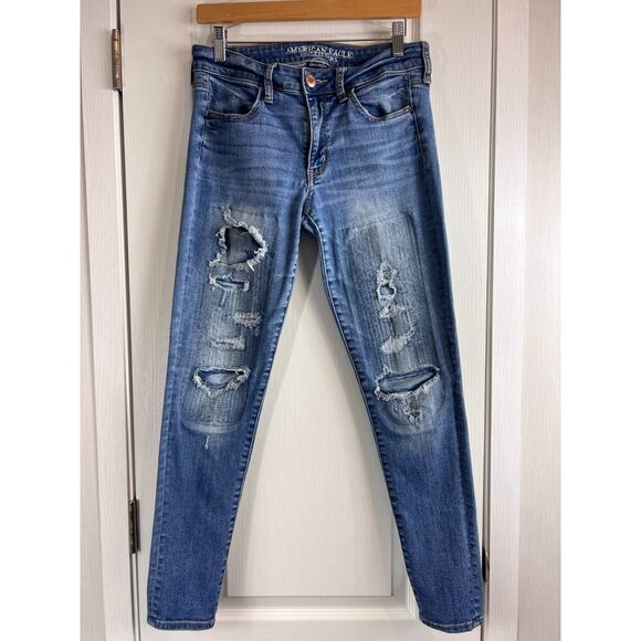 American Eagle Outfitters Women's Jegging Jeans Destructed Distressed Size 10 R - Picture 1 of 11